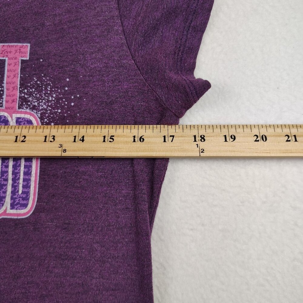 Planet Hollywood Orlando T Shirt Womens sz Large Purple Peace Love Graphic - Picture 7 of 7